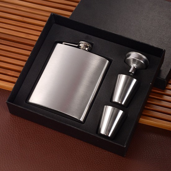 Hip Flask Shot Glasses Gift Set Stainless Steel For Jim Beam Jack Daniels Funnel Tool