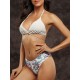 Knitting Top Floral Print Bikini Halter String Triangle Swimsuit Knitting Top Floral Print Bikini Halter String Triangle Swimsuit