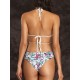 Knitting Top Floral Print Bikini Halter String Triangle Swimsuit Knitting Top Floral Print Bikini Halter String Triangle Swimsuit