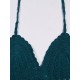 Knitting Top Vintage Print Bikini Halter Backless Swimsuit