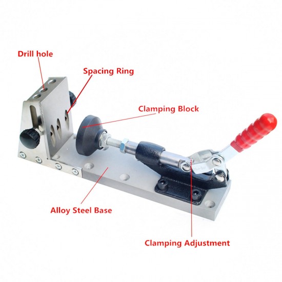 Pocket hole Jig Woodworking Kit Portable Hole Jig Joinery System w/Drilling Bit