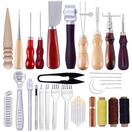 Professional Handmade Sewing Leather Craft Tools Kit Punch Stitching Carving Professional Handmade Sewing Leather Craft Tools Kit Punch Stitching Carving