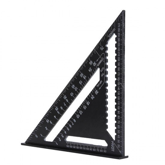 AR01 43X30X30cm Metric Aluminum Alloy Triangle Ruler Black Triangular Ruler