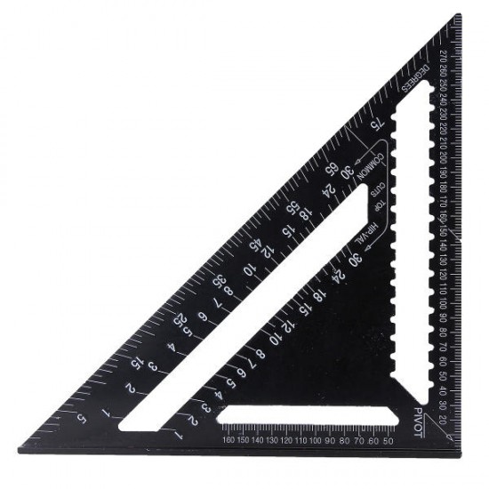 AR01 43X30X30cm Metric Aluminum Alloy Triangle Ruler Black Triangular Ruler