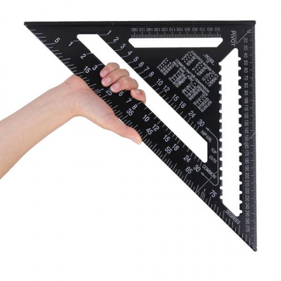 AR01 43X30X30cm Metric Aluminum Alloy Triangle Ruler Black Triangular Ruler