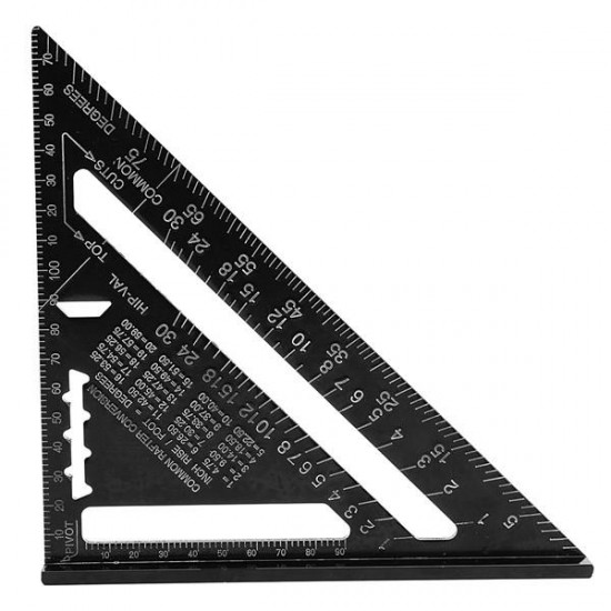 AR01 260x185x185mm Metric Aluminum Alloy Triangle Ruler Black Triangular Rule