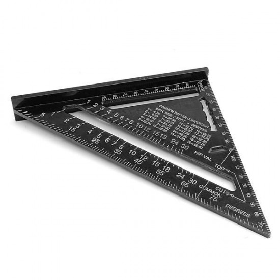 AR01 260x185x185mm Metric Aluminum Alloy Triangle Ruler Black Triangular Rule