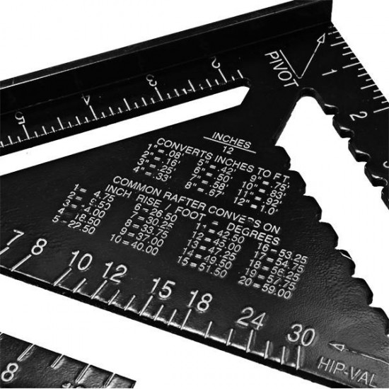 AR01 260x185x185mm Metric Aluminum Alloy Triangle Ruler Black Triangular Rule