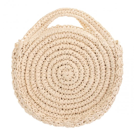 Round Straw Bag Women Rattan Circle Handwoven Shoulder Bag
