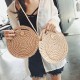 Round Straw Bag Women Rattan Circle Handwoven Shoulder Bag