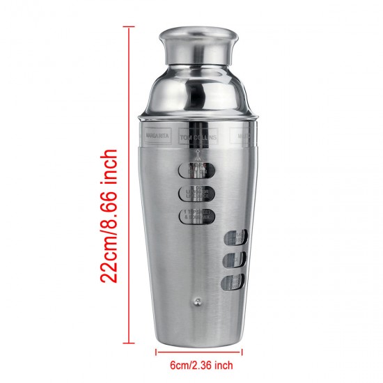 Stainless Steel 700ML Cocktail Shaker Set Maker Mixer Martini Bar Bartender Kit