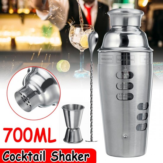 Stainless Steel 700ML Cocktail Shaker Set Maker Mixer Martini Bar Bartender Kit