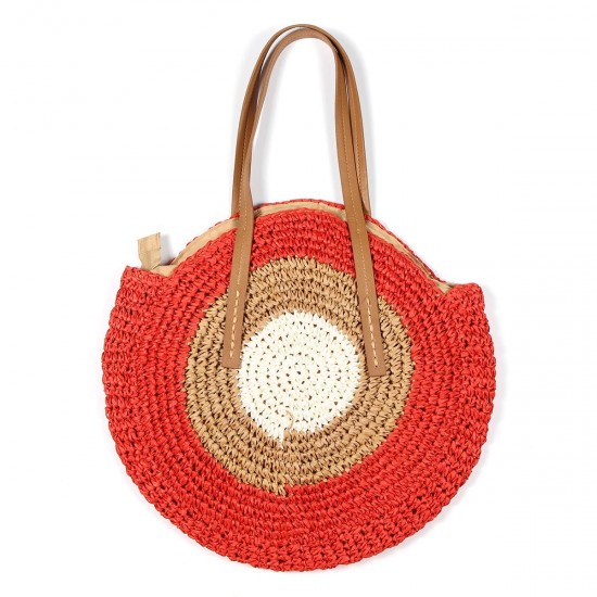 Women Beach Round Straw Bag Bucket Rattan Woven Handbag Shoulder Bag Outdoor Travel Women Beach Round Straw Bag Bucket Rattan Woven Handbag Shoulder Bag Outdoor Travel