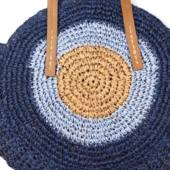 Women Beach Round Straw Bag Bucket Rattan Woven Handbag Shoulder Bag Outdoor Travel Women Beach Round Straw Bag Bucket Rattan Woven Handbag Shoulder Bag Outdoor Travel