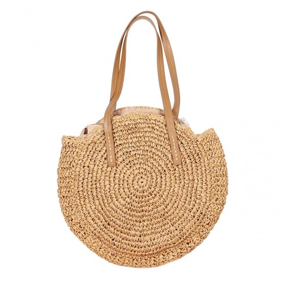 Women Beach Woven Straw Bag Bucket Rattan Shoulder Handbag Outdoor Travel Women Beach Woven Straw Bag Bucket Rattan Shoulder Handbag Outdoor Travel