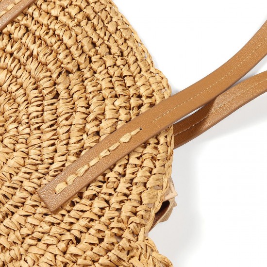 Women Beach Woven Straw Bag Bucket Rattan Shoulder Handbag Outdoor Travel Women Beach Woven Straw Bag Bucket Rattan Shoulder Handbag Outdoor Travel