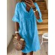 Women Casual Horn Sleeved V-Neck Dress