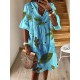 Women Casual Horn Sleeved V-Neck Dress Women Casual Horn Sleeved V-Neck Dress
