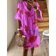 Women Casual Horn Sleeved V-Neck Dress Women Casual Horn Sleeved V-Neck Dress