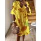 Women Casual Horn Sleeved V-Neck Dress Women Casual Horn Sleeved V-Neck Dress