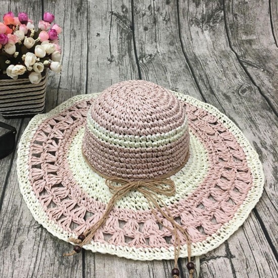 Women Handmake Woven Sun Protection Wide Brimmed Floppy Hat