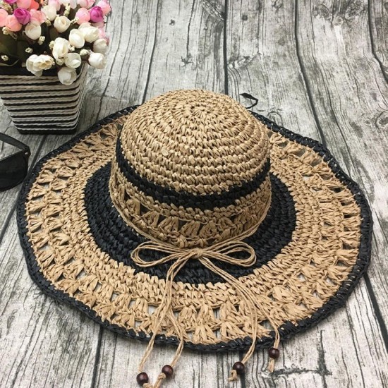 Women Handmake Woven Sun Protection Wide Brimmed Floppy Hat