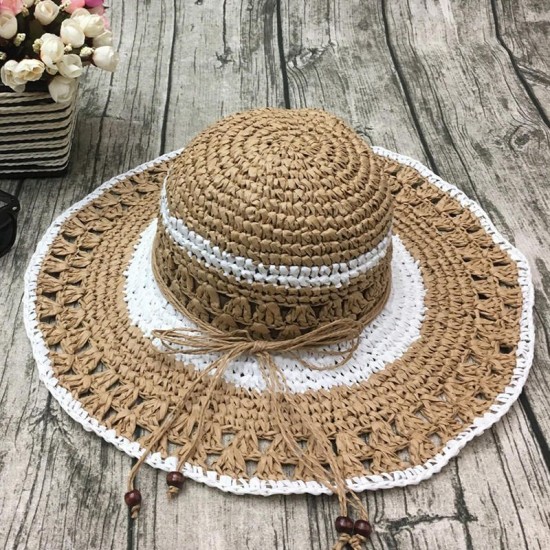 Women Handmake Woven Sun Protection Wide Brimmed Floppy Hat