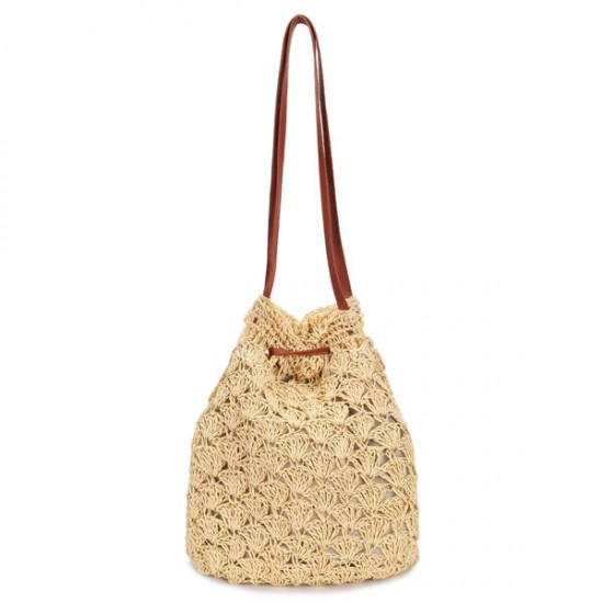 Women Hook Tassel Bucket Bags Ladies Straw Plaiting Tassel Bucket Bags Handbags