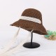 Women Summer Wide Brim UV Protection Beach Straw Hat Elegant Style Floppy Bucket Cap