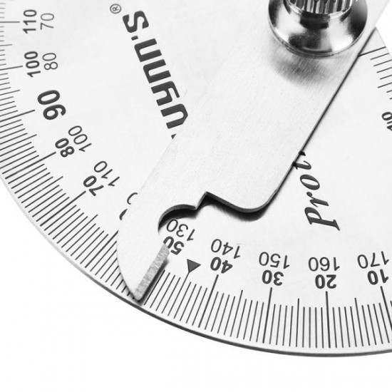 W0262A 90X150MM 180 Degree Stainless Steel Protractor Round Angle Ruler Tool