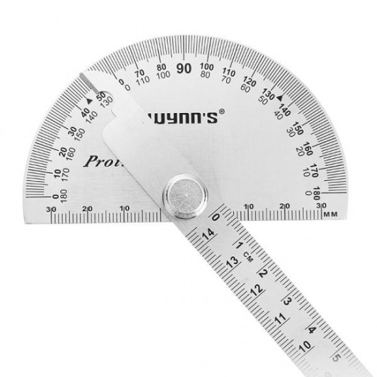 W0262A 90X150MM 180 Degree Stainless Steel Protractor Round Angle Ruler Tool