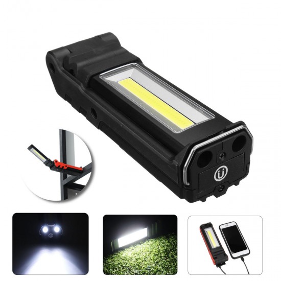 2LED+COB 400LM USB Rechargeable Foldable Car Maintenance Light Work Light LED Flashlight Power Bank