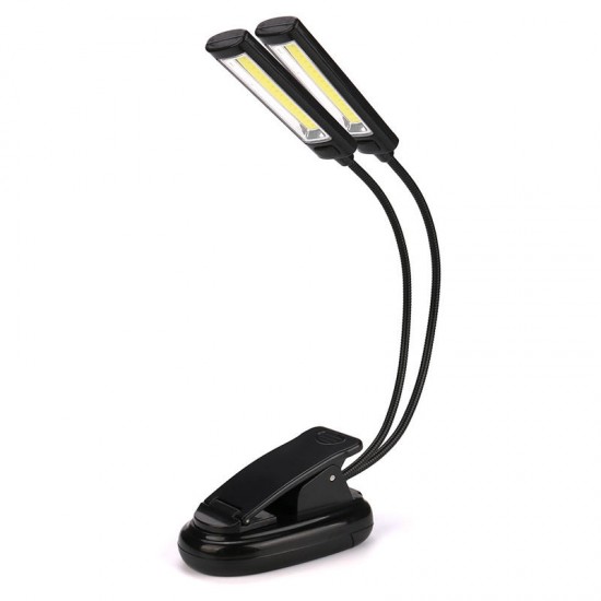 3W COB 3Modes 2 x COBs Flexible USB Rechargeable Double Head Clip-On Work Light LED Flashlight Night Light 3 x AAA