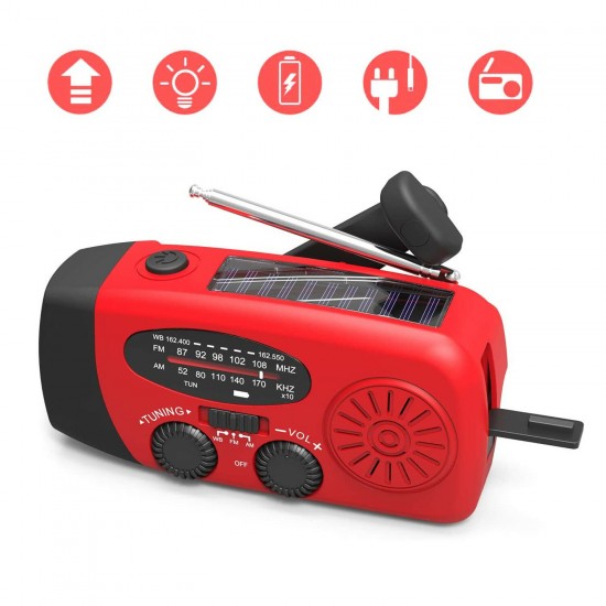 3in1 Emergency Hand Crank Self Powered AM/FM NOAA Solar Weather Radio + Powerful LED Flashlight Strong Light + 1000mAh Power Bank for Phone 3in1 Emergency Hand Crank Self Powered AM/FM NOAA Solar Weather Radio + Powerful LED Flashlight Strong Light + 1000mAh Power Bank for Phone