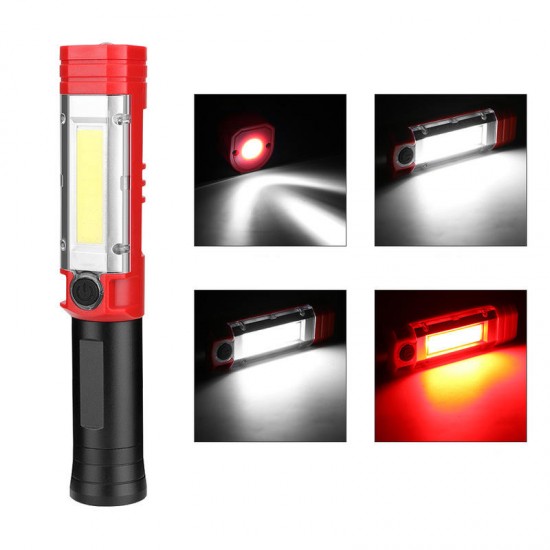 COB LED Light AA Battery Flashlight 4 Modes Magnetic Attraction Camping Hunting Emergency Lamp With Clip