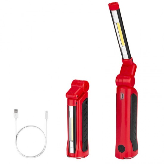 COB+3W LED 270° Rotation USB Rechargeable Work Light 4 Modes Emergency Magnetic Tail Flashlight