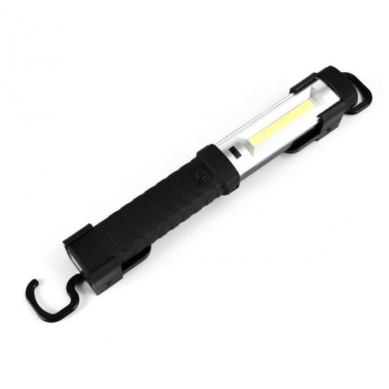 COB+LED Work Light USB Rechargeable Outdoor Camping Emergency Flashlight LED Torch-Black