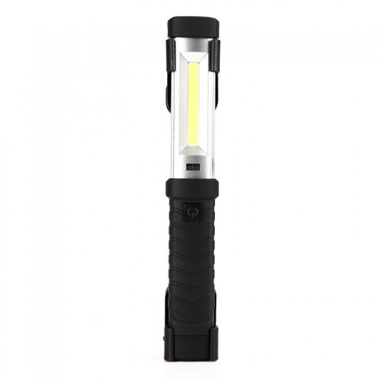 COB+LED Work Light USB Rechargeable Outdoor Camping Emergency Flashlight LED Torch-Black