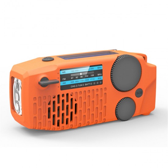 Emergency Hand Crank Self Powered AM/FM NOAA Solar Weather Radio + Powerful Strong Flashlight + 1000mAh Power Bank for Phone Emergency Hand Crank Self Powered AM/FM NOAA Solar Weather Radio + Powerful Strong Flashlight + 1000mAh Power Bank for Phone