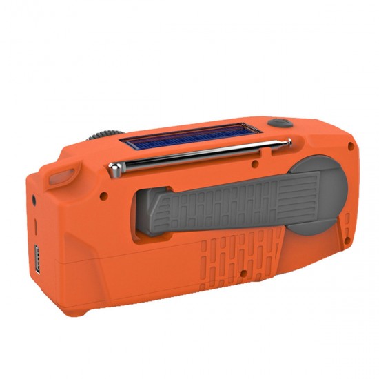 Emergency Hand Crank Self Powered AM/FM NOAA Solar Weather Radio + Powerful Strong Flashlight + 1000mAh Power Bank for Phone