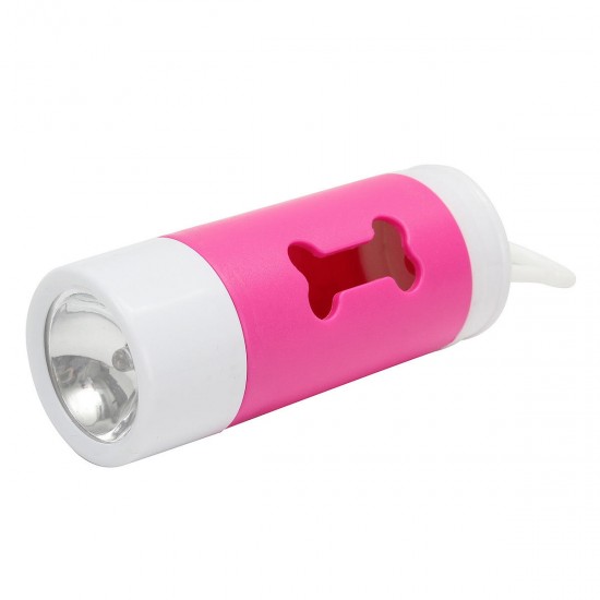 LED Flashlight Dispenser For Pet Dog Cat Poop Scoop Waste Bags Roll Refill Clean Up
