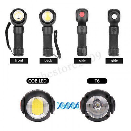 Rechargeable T6+COB LED Work Light Magnetic Torch Flashlight USB Lamp+18650