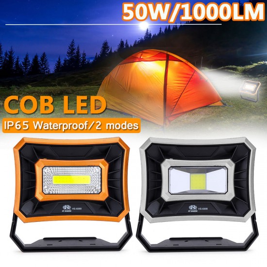 Rechargeable Work Light 50W 1000LM USB Waterproof COB LED Worklight Flood Lamp Battery Powered 2 Lights Models Emergency Lights Outdoor Camping Lamp Strong Light - Low Light Portable