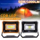 Rechargeable Work Light 50W 1000LM USB Waterproof COB LED Worklight Flood Lamp Battery Powered 2 Lights Models Emergency Lights Outdoor Camping Lamp Strong Light - Low Light Portable