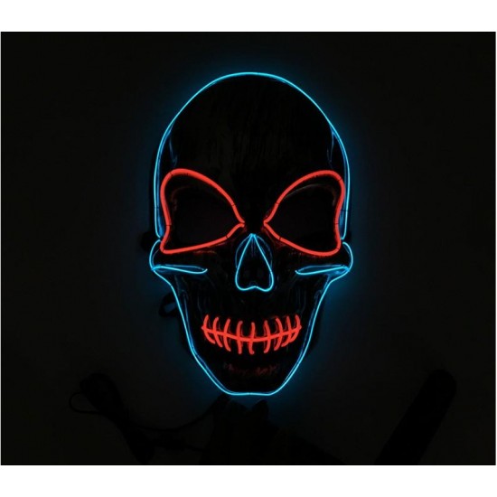 Silver Light Up LED Skeleton Skull Mask Halloween Holiday Light Costume Accessory Silver Light Up LED Skeleton Skull Mask Halloween Holiday Light Costume Accessory