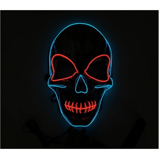 Silver Light Up LED Skeleton Skull Mask Halloween Holiday Light Costume Accessory