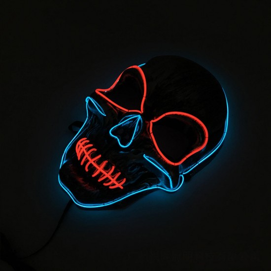 Silver Light Up LED Skeleton Skull Mask Halloween Holiday Light Costume Accessory Silver Light Up LED Skeleton Skull Mask Halloween Holiday Light Costume Accessory