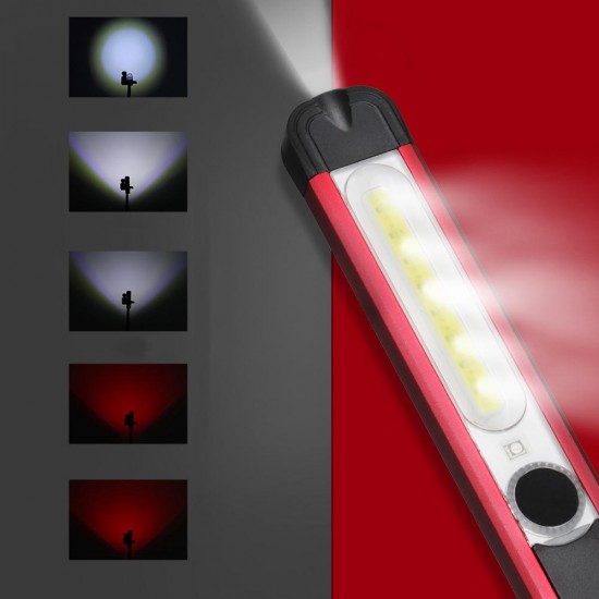 Portable LED+White COB+Red COB 500Lumens 5Modes USB Rechargeable Work Light Outdoor Multifunctional Waterproof Maintenance Lamp Flashlight with Magnets Portable LED+White COB+Red COB 500Lumens 5Modes USB Rechargeable Work Light Outdoor Multifunctional Waterproof Maintenance Lamp Flashlight with Magnets