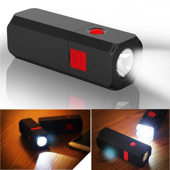 2 in 1 10400mAh Power Bank for Phone and Dimming Mini USB LED Flashlight for Reading Outdoor