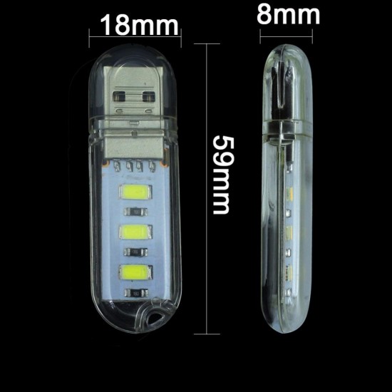 U16 3 x LEDs 120Lumens USB Rechargeable Portable USB EDC LED Flashlight Work Light